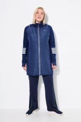Damskie Płaszcz 2 w 1 odpinane rękawy stójka z recyklingu. Niebieskie płaszcze damskie Ulla Popken, plus size, bez wzorów, z elastanu, plus size, bez kaptura. Za 429.99 zł.