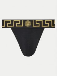 Versace Slipy Jock Strap AUU01017 1A10011 Czarny. Czarne slipki męskie Versace, m, bez wzorów, z bawełny. Za 259.99 zł.