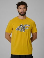 4F T-shirt regular z nadrukiem męski - żółty M. Żółte t-shirty męskie 4f, m, bez wzorów, z dzianiny, klasyczne, bez kołnierzyka. Za 59.99 zł.