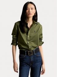 Polo Ralph Lauren Koszula 211A92177015 Zielony Regular Fit. Zielone bluzki damskie Polo Ralph Lauren, l, bez wzorów, z bawełny, bez kołnierzyka, bez ramiączek. Za 729.99 zł.