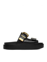 DeeZee Klapki CEO-HY86733-1 Czarny. Czarne klapki damskie DeeZee, bez wzorów, ze skóry, bez obcasa. Za 149.99 zł.