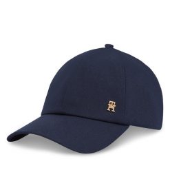 Czapka z daszkiem Tommy Hilfiger. Niebieskie czapki i kapelusze damskie Tommy Hilfiger, bez wzorów. Za 119.99 zł.