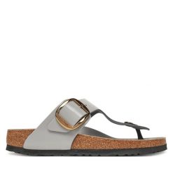 Japonki Birkenstock. Szare klapki damskie Birkenstock, bez wzorów, bez obcasa. Za 449.99 zł.