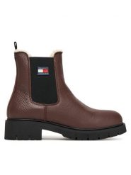 Tommy Jeans Sztyblety Tjw Chelsea Boot Wl EN0EN02826 Brązowy. Brązowe botki damskie Tommy Jeans, z jeansu, bez obcasa, na płaskiej podeszwie, bez zapięcia. Za 519.99 zł.