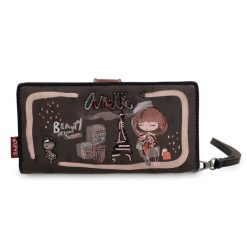 Brązowy Duży Damski Portfel Anekke Mademoiselle. Brązowe portfele damskie Anekke, bez wzorów, z materiału. Za 199.00 zł.