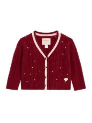 Guess Kardigan A6BR01 Z1312 Bordowy Regular Fit. Czerwone swetry dla dziewczynek Guess, z aplikacjami, z wiskozy, bez kołnierzyka, bez ramiączek, bez kaptura. Za 194.99 zł.