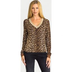 SWETER Liu Jo. Brązowe swetry damskie Liu Jo, l, z aplikacjami, z materiału, bez kołnierzyka, bez ramiączek, bez kaptura. Za 549.00 zł.