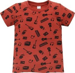 PINOKIO Koszulka t-shirt dla chłopca czerwona Lets rock Pinokio 104. Czerwone t-shirty dla chłopców Pinokio, bez wzorów, bez ramiączek. Za 49.90 zł.