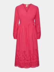 YAS Sukienka codzienna Luma 26032685 Różowy Regular Fit. Czerwone sukienki damskie YAS, na co dzień, xs, bez wzorów, z bawełny, bez kołnierzyka, bez ramiączek, proste. Za 309.99 zł.
