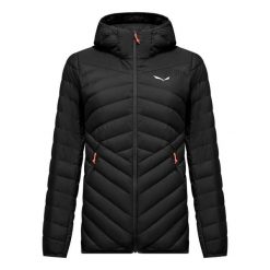 Damska kurtka z kapturem Salewa Brenta RDS. Czarne kurtki damskie Salewa, bez wzorów, z lycry, z kapturem. Za 799.99 zł.