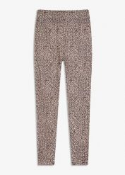 Legginsy ocieplane. Brązowe legginsy damskie bonprix, bez wzorów. Za 49.99 zł.