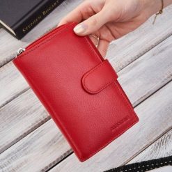 Brdrene Portfel Damski Skórzany Brdrene G-12MN Czerwony. Czerwone portfele damskie Brdrene, bez wzorów. Za 135.03 zł.