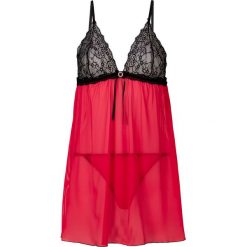 Koszulka nocna + stringi (2 części) bonprix czerwony. Stringi damskie bonprix, w koronkowe wzory, z koronki. Za 37.99 zł.