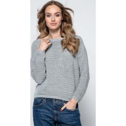 Lekki Szary Sweter w Łódkę z Geometrycznym Splotem. Swetry damskie Molly.pl. Za 119.90 zł.