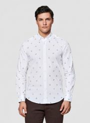 PAKO LORENTE - Biała koszula męska w wiśnie. Białe koszule męskie Pako Lorente, m, bez wzorów, z bawełny, casualowe, bez kołnierzyka, bez ramiączek. Za 299.99 zł.