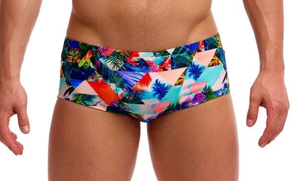 Kąpielówki Funky Trunks Palm Prism - trunki męskie. Brązowe kąpielówki męskie FUNKY TRUNKS, l, bez wzorów, z materiału, na fitness i siłownię. Za 139.99 zł.