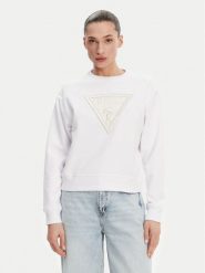 Guess Bluza W5GQ12KBKM0 Biały Regular Fit. Białe bluzy damskie Guess, m, z aplikacjami, z bawełny, bez kaptura. Za 209.99 zł.