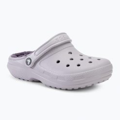 Klapki Crocs Classic Lined Clog. Szare klapki damskie Crocs, bez wzorów, bez obcasa. Za 229.99 zł.