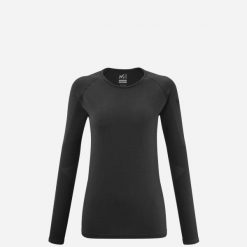 Koszulka termoaktywna damska MILLET Drynamic Soft Ls Tee W. Czarne koszulki sportowe damskie Millet, m, bez wzorów, z dzianiny, bez kołnierzyka, bez ramiączek, trekkingowe. Za 239.00 zł.