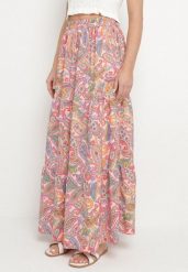 Różowa Rozkloszowana Spódnica z Wysokim Stanem ze Wzorem Paisley Nevrisa. Czerwone spódnice damskie Born2be, l, bez wzorów, eleganckie, z podwyższonym stanem, maxi, proste. Za 39.99 zł.