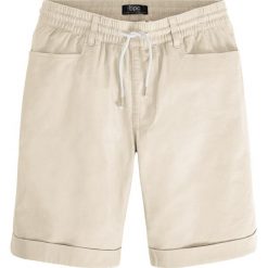 Bermudy z gumką w talii, z materiału z lnem, Regular Fit. Zielone spodnie materiałowe męskie bonprix, m, bez wzorów. Za 134.99 zł.