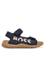 BOSS Sandały J52821 S Granatowy. Niebieskie sandały chłopięce Boss, ze skóry, bez zapięcia. Za 128.99 zł.