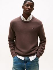 Tommy Jeans Męski sweter Mężczyźni Bawełna brązowy jednolity, S. Brązowe swetry przez głowę męskie Tommy Jeans, m, bez wzorów, z bawełny, bez kołnierzyka. Za 369.95 zł.