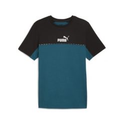 Męska koszulka Essentials Block Tape PUMA Cold Green. Zielone koszulki sportowe męskie Puma, m, bez wzorów, bez kołnierzyka, bez ramiączek, na jogę i pilates. W wyprzedaży za 119.55 zł.