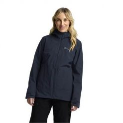 Kurtka trekkingowa damska Jack Wolfskin 1115621C0412. Niebieskie kurtki damskie Jack Wolfskin, l, bez wzorów, z materiału, z kapturem. Za 1,099.00 zł.