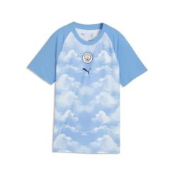 Damska koszulka rozgrzewkowa Manchester City PUMA. Niebieskie t-shirty damskie Puma, l, bez wzorów, z dzianiny, klasyczne, bez kołnierzyka. Za 279.00 zł.