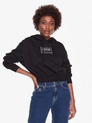 Versace Jeans Couture Bluza 73HAIT03vv Czarny Regular Fit. Czarne bluzy damskie Versace Jeans Couture, l, bez wzorów, z bawełny, bez kaptura. Za 529.99 zł.