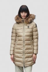 BLAUER Beżowa damska kurtka Kristin Raincoat Long Jackets. Brązowe kurtki damskie Blauer USA, s, bez wzorów, z poliamidu, bez kaptura. W wyprzedaży za 1,099.99 zł.