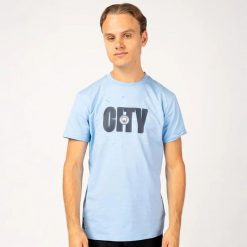Koszulka Manchester City 'City' dla dorosłych. Niebieskie koszulki sportowe męskie MANCHESTER CITY, l, bez wzorów, z bawełny, bez kołnierzyka, bez ramiączek, do piłki nożnej. Za 129.99 zł.