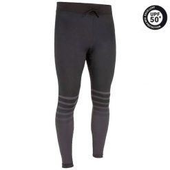 Legginsy UV surfing 100 męskie. Czarne legginsy sportowe męskie OLAIAN, m, bez wzorów, z dzianiny, na fitness i siłownię. Za 69.99 zł.