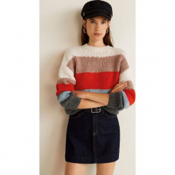 Mango - Sweter Colores. Różowe swetry damskie Mango, z dzianiny, z okrągłym kołnierzem. Za 139.90 zł.