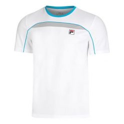 Koszulka tenisowa Fila Asher. Białe koszulki sportowe męskie Fila, xl, bez wzorów, z materiału, bez kołnierzyka, bez ramiączek, tenisowe. Za 109.00 zł.