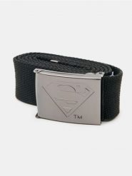 Parciany pasek do spodni z metalową klamrą Superman - czarny. Czarne paski damskie Sinsay, bez wzorów. Za 25.99 zł.