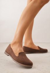 Brązowe Balerinki w Stylu Mokasynów Semirae. Brązowe baleriny damskie Born2be, z jeansu, biznesowe. Za 49.99 zł.