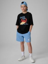 4F Spodenki dresowe chłopięce - niebieskie 164 (13-14 lat). Niebieskie szorty dla chłopców 4f, bez wzorów, z dresówki. Za 69.99 zł.