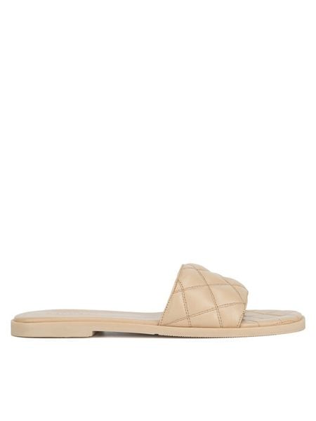 Badura Klapki HAPPY-08W3-086 Beżowy. Brązowe klapki damskie Badura, bez wzorów, ze skóry, bez obcasa. Za 125.99 zł.
