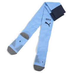 Męskie skarpety Manchester City 25/26 PUMA Team Light Blue Deep Navy. Niebieskie legginsy sportowe męskie Puma, l, bez wzorów, do piłki nożnej. Za 109.00 zł.
