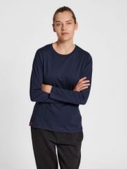 Damska koszulka z długim rękawem Hummel Red Basic. Niebieskie koszulki sportowe damskie Hummel, l, bez wzorów, z bawełny, bez kołnierzyka, bez ramiączek, na fitness i siłownię. Za 154.50 zł.