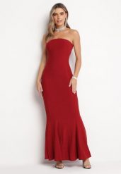 Czerwona Sukienka Maxi Bez Ramiączek Zdobiona Metaliczną Nicią Bergena. Czerwone sukienki damskie Born2be, na imprezę, l, z aplikacjami, eleganckie, bez kołnierzyka, bez ramiączek, maxi. Za 159.99 zł.