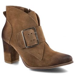 Brązowe Botki Exquisite Damskie Wygodne Obuwie. Brązowe botki damskie EXQUISITE, z weluru, bez obcasa, na obcasie. Za 348.99 zł.