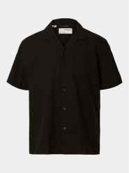 Selected Homme Koszula New Linen 16092978 Czarny Relaxed Fit. Czarne koszule męskie Selected Homme, l, bez wzorów, z bawełny, bez kołnierzyka, bez ramiączek. Za 109.99 zł.