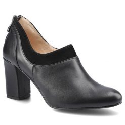 Półbuty damskie Damiss, naturalna skóra licowa z zabudowaną cholewką z elastyczną wstawką przy podbiciu oraz stabilnym obcasem o średniej wysokości,. Czarne półbuty damskie DAMISS, bez wzorów, ze skóry, biznesowe, bez obcasa, na obcasie, bez zapięcia. Za 260.00 zł.