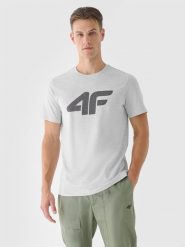 4F T-shirt regular z nadrukiem męski - szary L. Szare koszulki sportowe męskie 4f, l, bez wzorów, z bawełny, klasyczne, bez kołnierzyka. Za 59.99 zł.