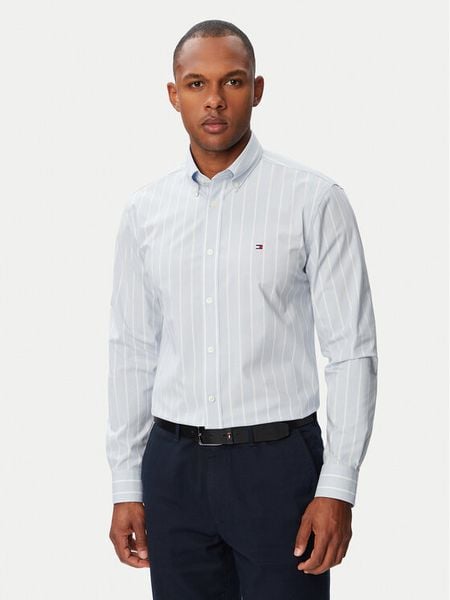 Tommy Hilfiger Koszula Performance MW0MW43430 Niebieski jasny Slim Fit. Niebieskie koszule męskie Tommy Hilfiger, l, bez wzorów, z syntetyku, biznesowe, bez kołnierzyka, bez ramiączek. Za 409.99 zł.
