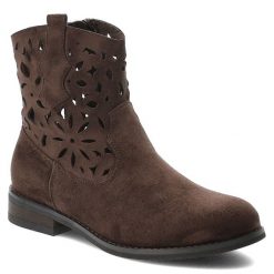 Botki damskie Vinceza, cholewka z materiału ażurowa z zamkiem z boku na płaskiej podeszwie, brązowe, 39997. Brązowe kozaki damskie VINCEZA, bez obcasa, na płaskiej podeszwie. Za 169.00 zł.