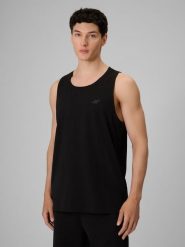 4F Koszulka bez rękawów regular gładka męska - czarna XXL. Czarne t-shirty męskie 4f, m, bez wzorów, z bawełny, bez kołnierzyka. Za 49.99 zł.